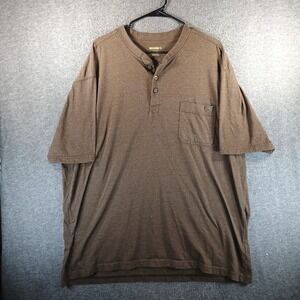 Wolverine Boots & Gear Henley Shirt Mens 3XL Brown hort Sleeve Pocket‎ Buttons